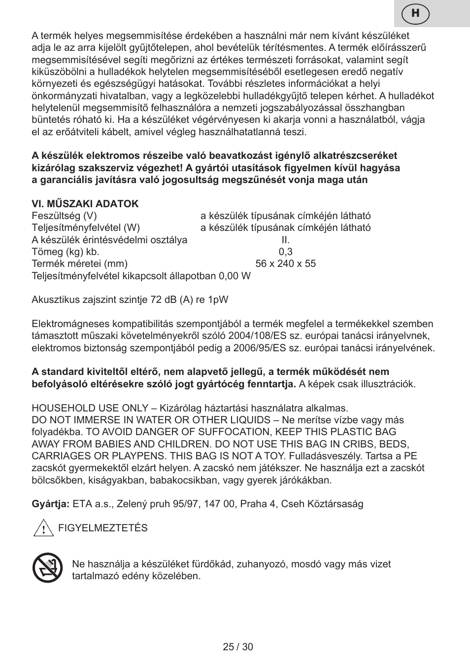 ETA Charlotte User Manual | Page 25 / 32