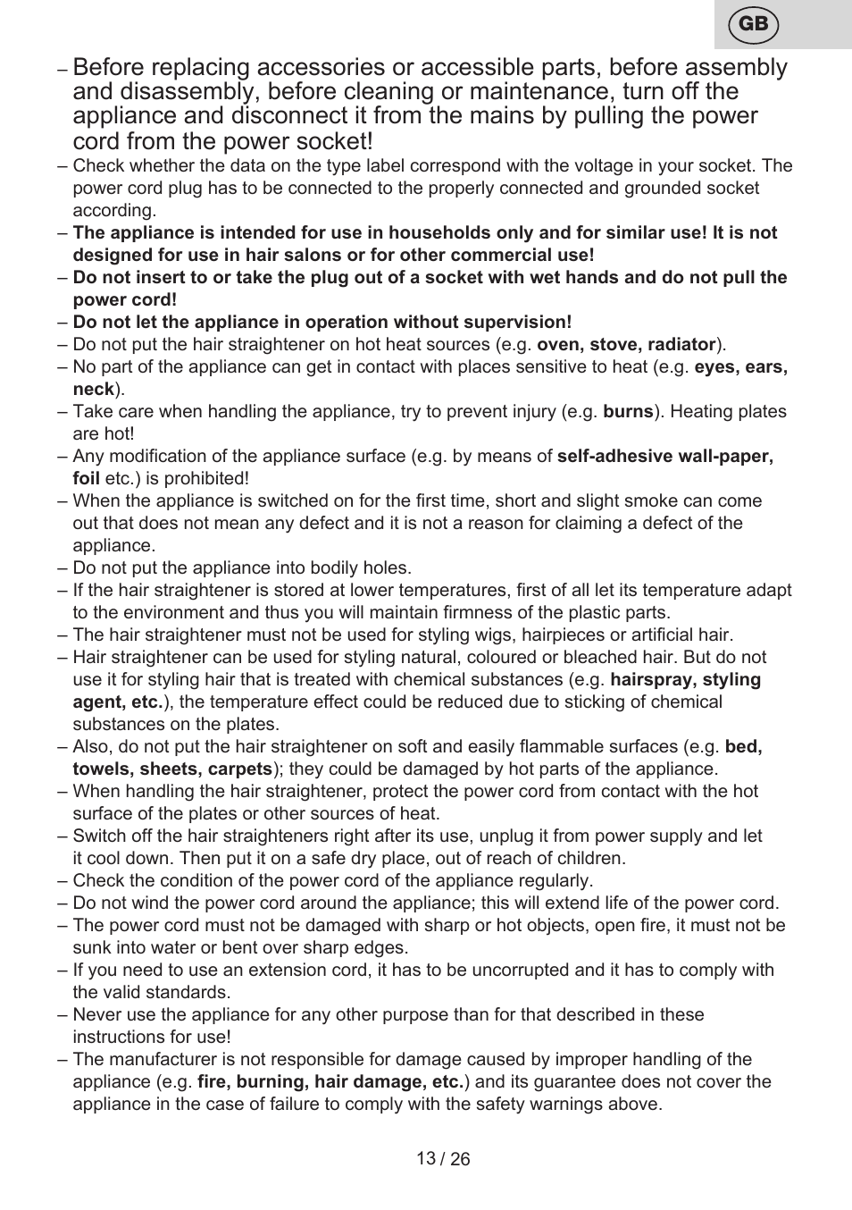 ETA Žehlička na vlasy 4336 User Manual | Page 13 / 28