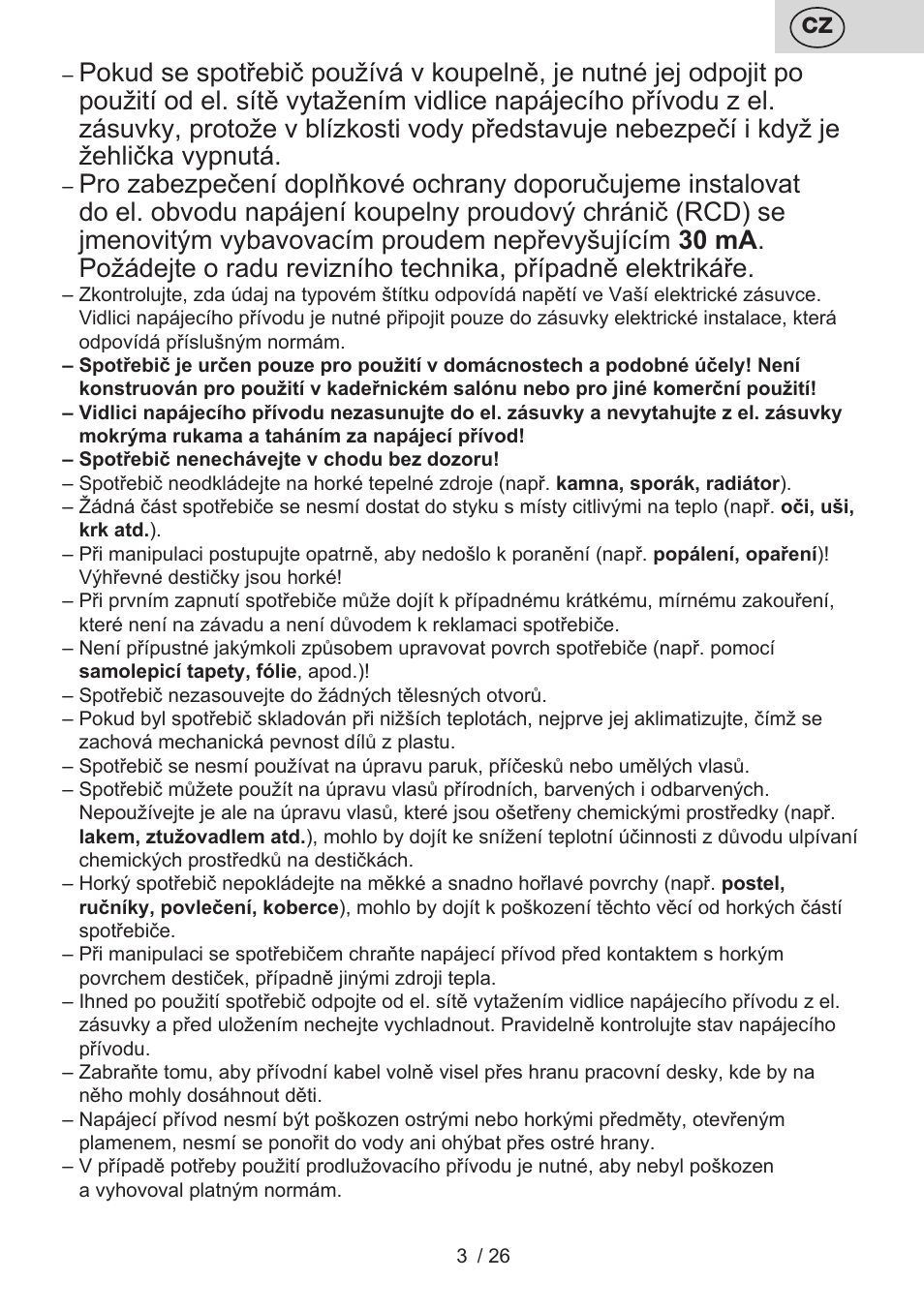 ETA Žehlička na vlasy 4336 User Manual | Page 3 / 28
