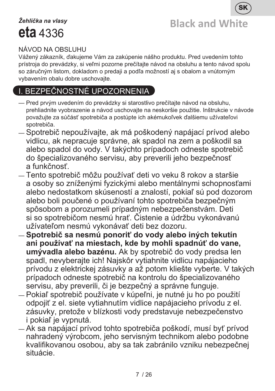 Black and white | ETA Žehlička na vlasy 4336 User Manual | Page 7 / 28