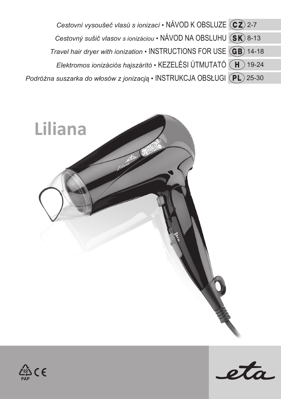 ETA Liliana User Manual | 32 pages