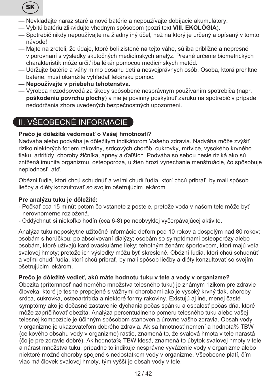 Ii. všeobecné informacie | ETA Kate User Manual | Page 12 / 44