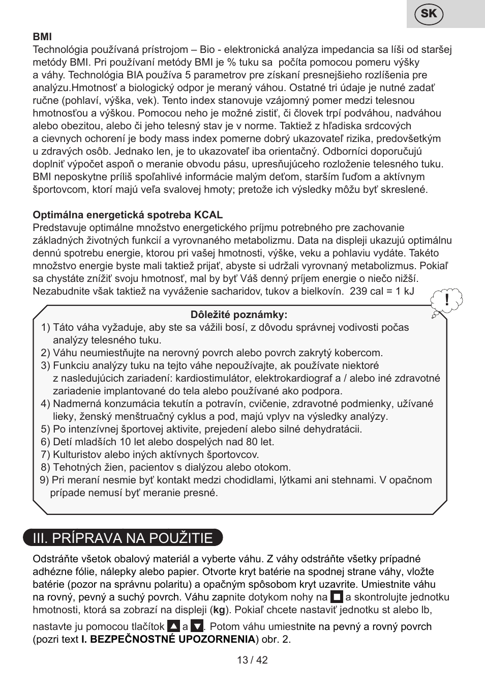 Iii. príprava na použitie | ETA Kate User Manual | Page 13 / 44