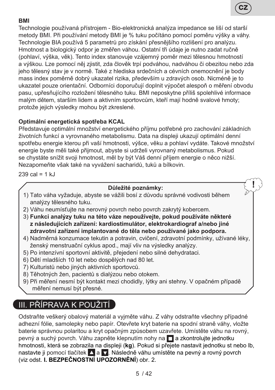 Iii. příprava k použití | ETA Kate User Manual | Page 5 / 44