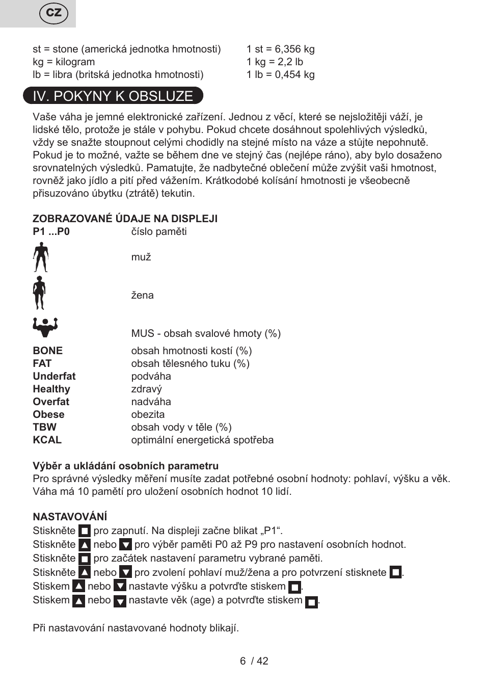 Iv. pokyny k obsluze | ETA Kate User Manual | Page 6 / 44