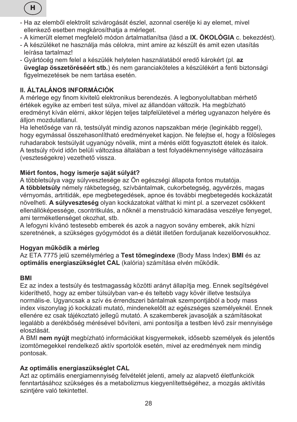 ETA Digitální osobní váha 7775 User Manual | Page 28 / 72