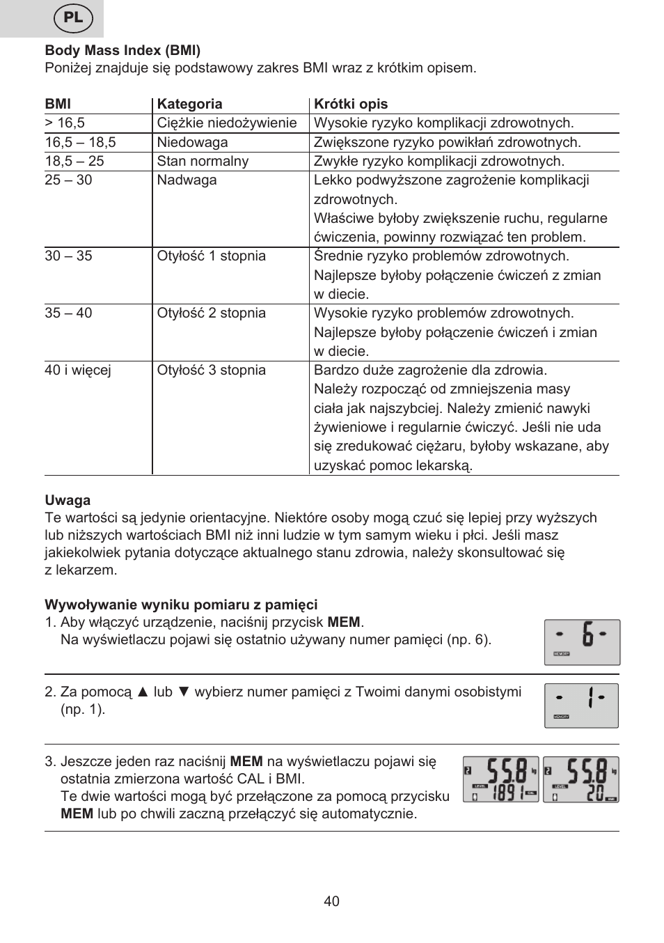 ETA Digitální osobní váha 7775 User Manual | Page 40 / 72