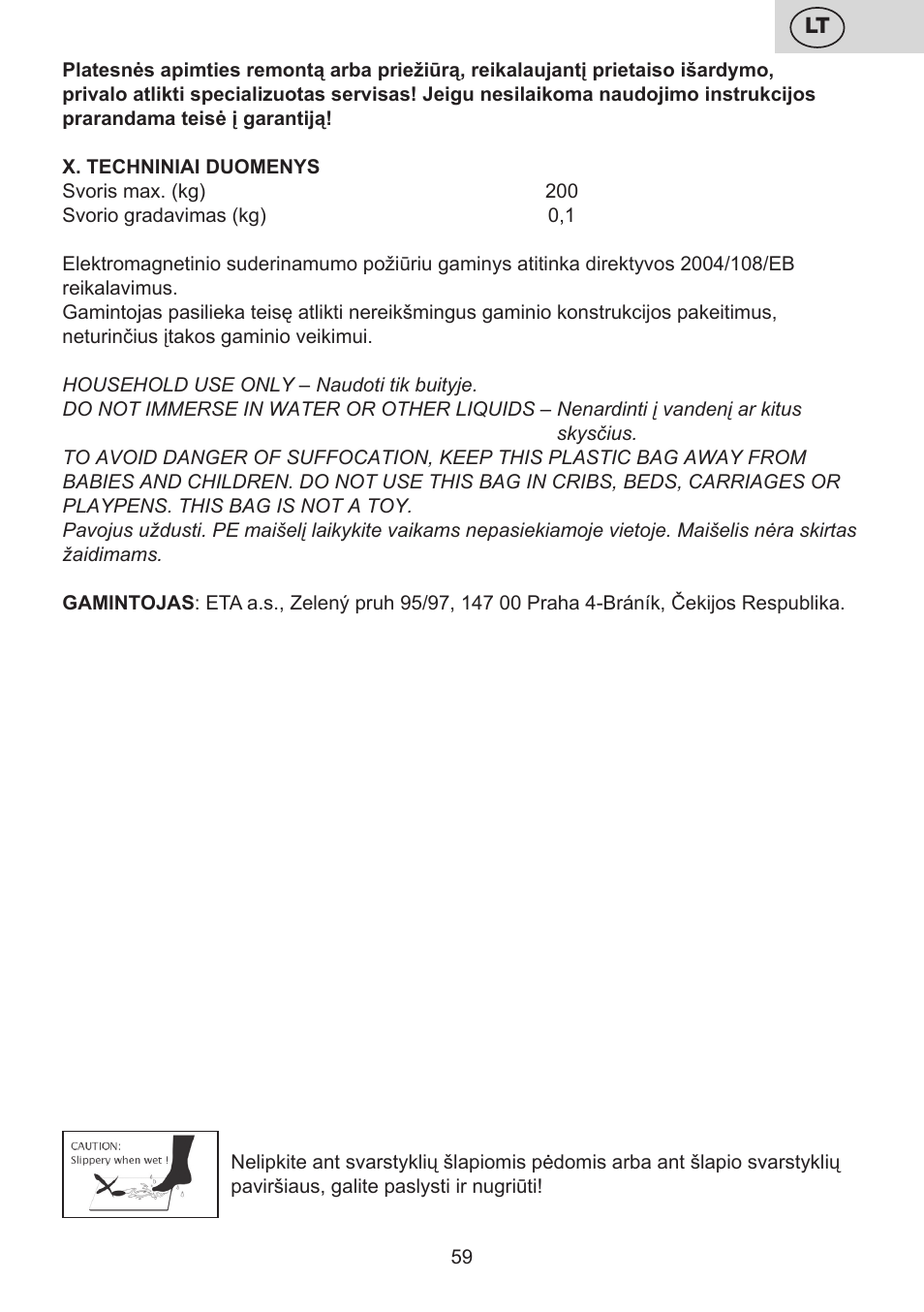 ETA Digitální osobní váha 7775 User Manual | Page 59 / 72