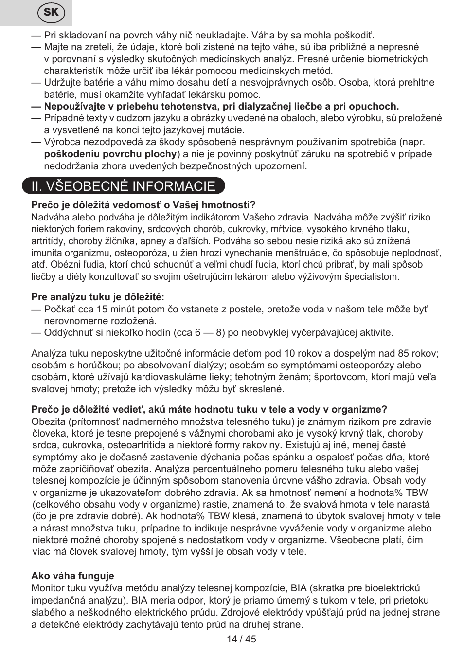 Ii. všeobecné informacie | ETA Helen User Manual | Page 14 / 48