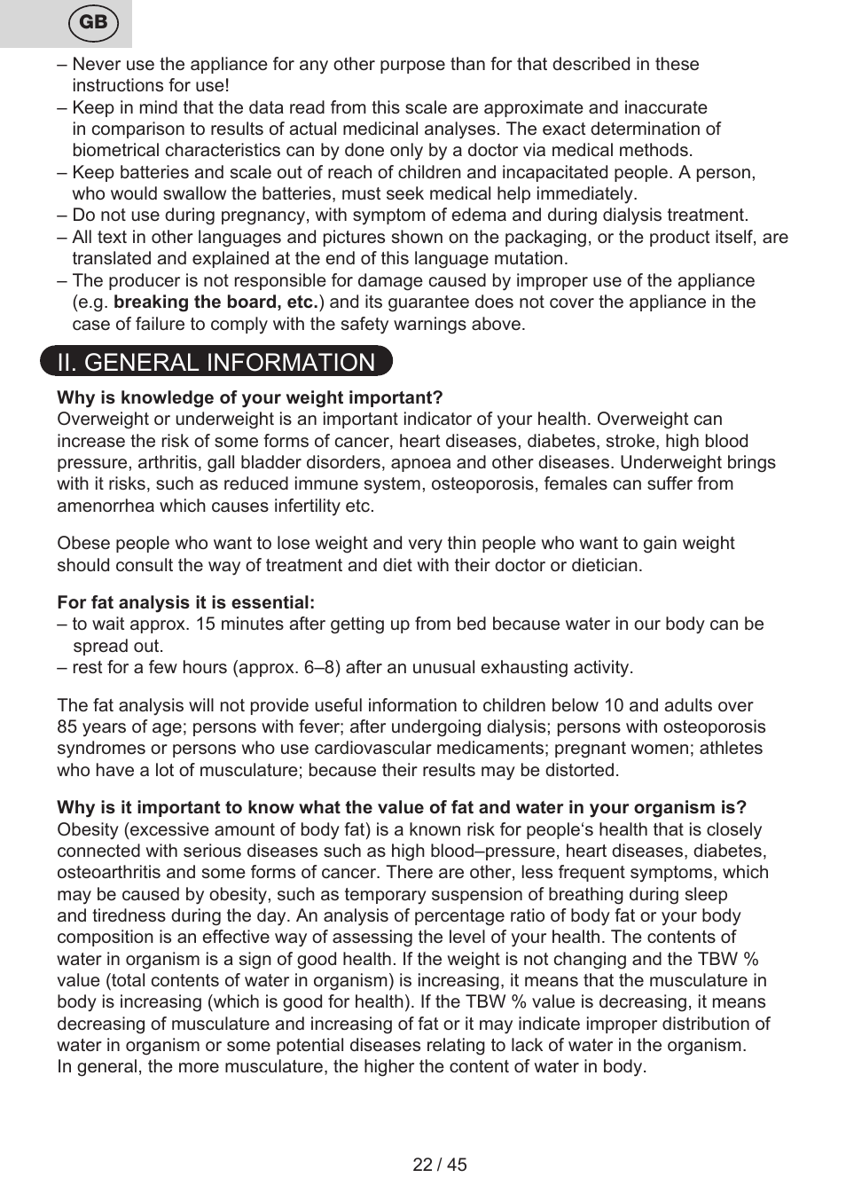 Ii. general information | ETA Helen User Manual | Page 22 / 48