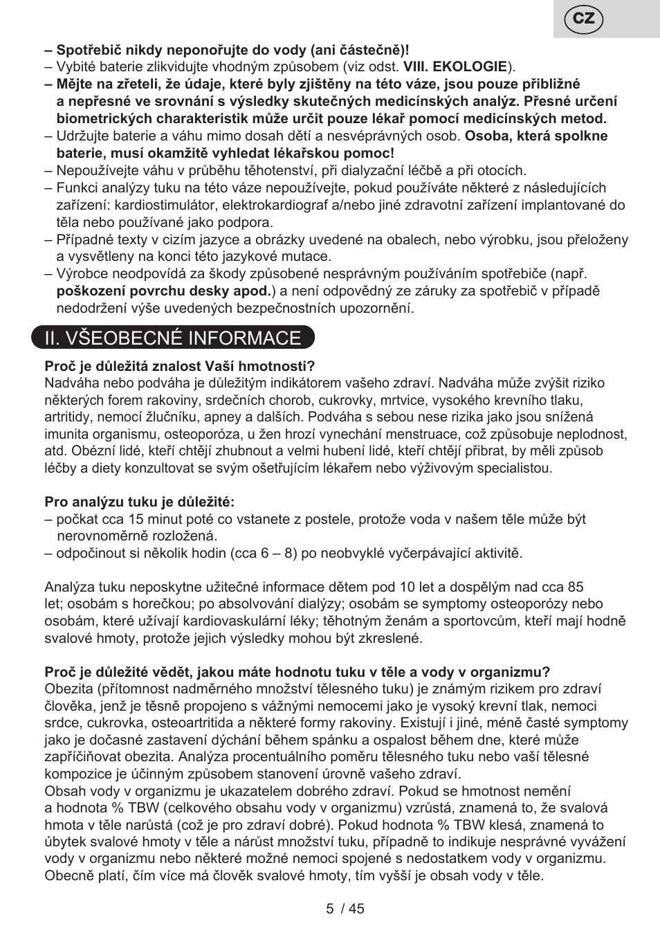 Ii. všeobecné informace | ETA Helen User Manual | Page 5 / 48