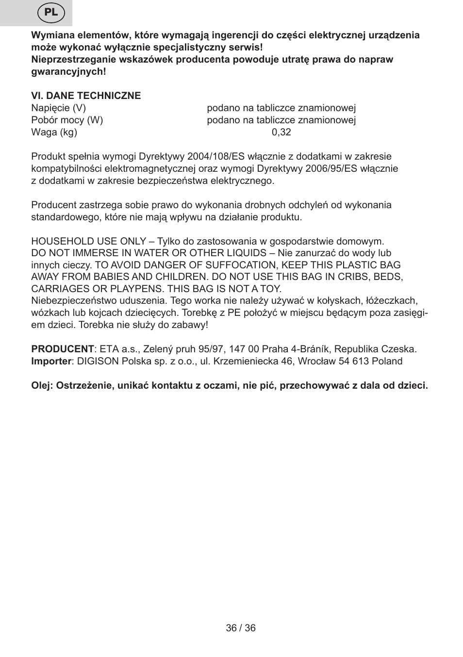 ETA Eddie User Manual | Page 36 / 40