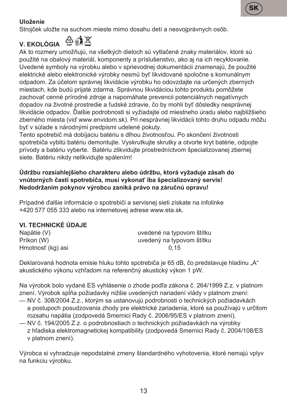 ETA Josh User Manual | Page 13 / 44