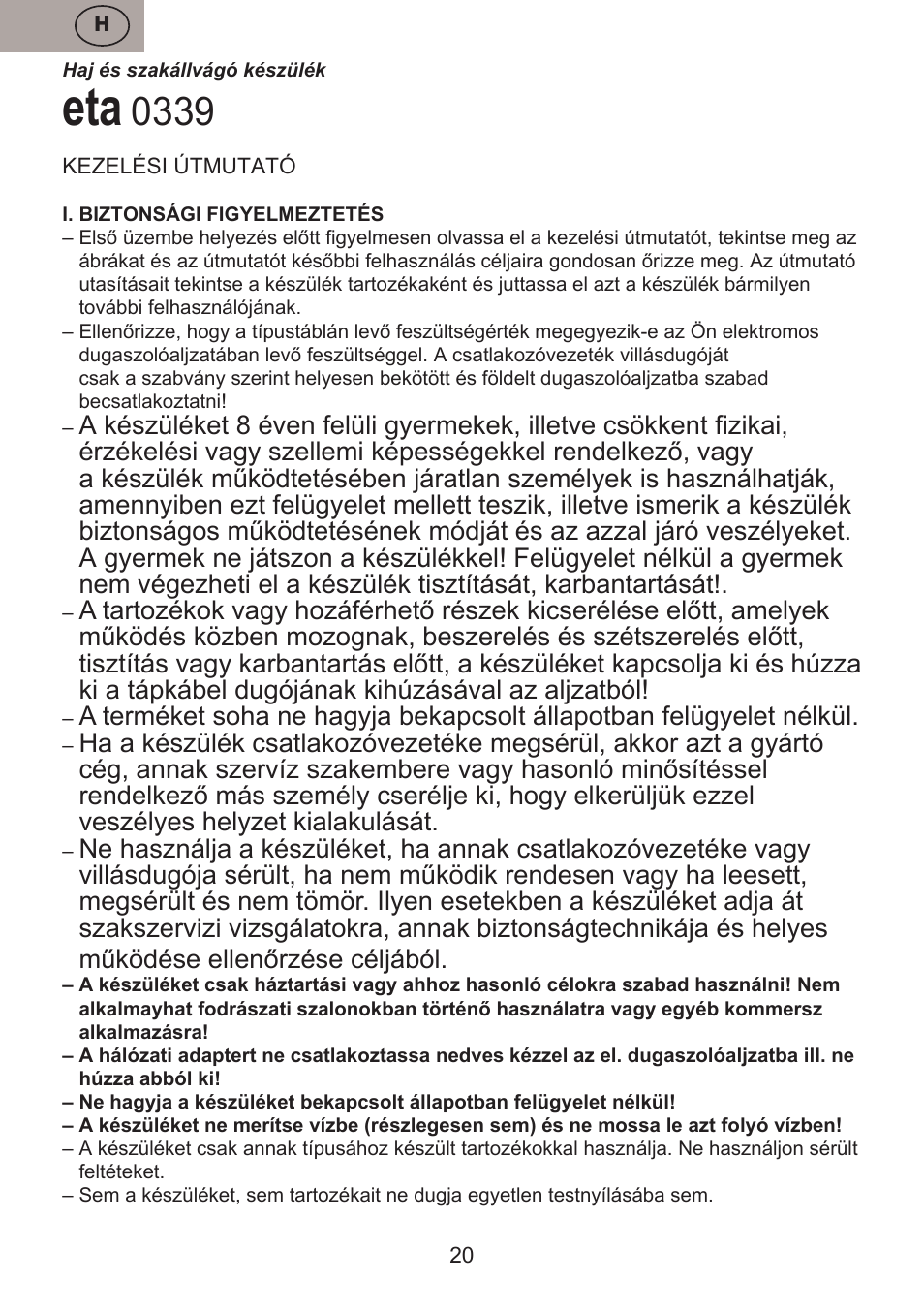 ETA Josh User Manual | Page 20 / 44