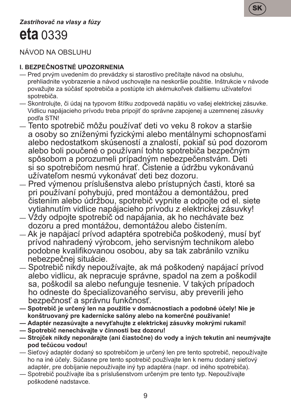 ETA Josh User Manual | Page 9 / 44