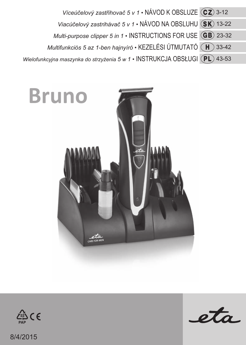 ETA Bruno User Manual | 56 pages