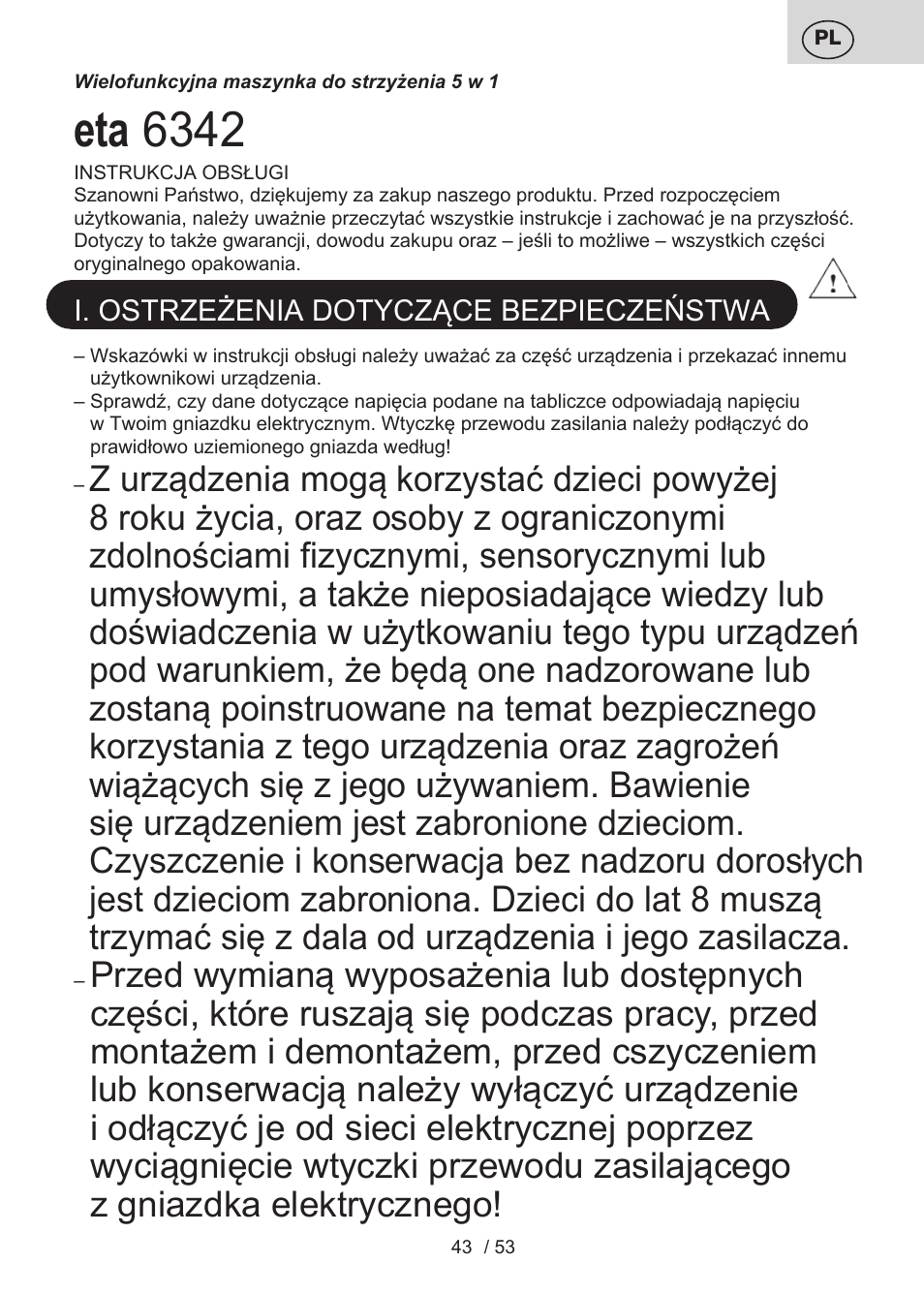 Eta 6342 | ETA Bruno User Manual | Page 43 / 56