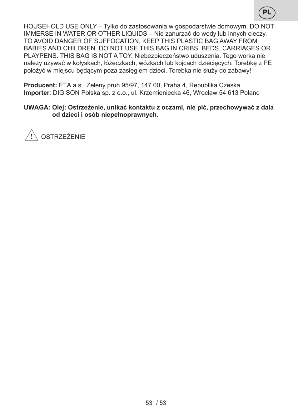 ETA Bruno User Manual | Page 53 / 56