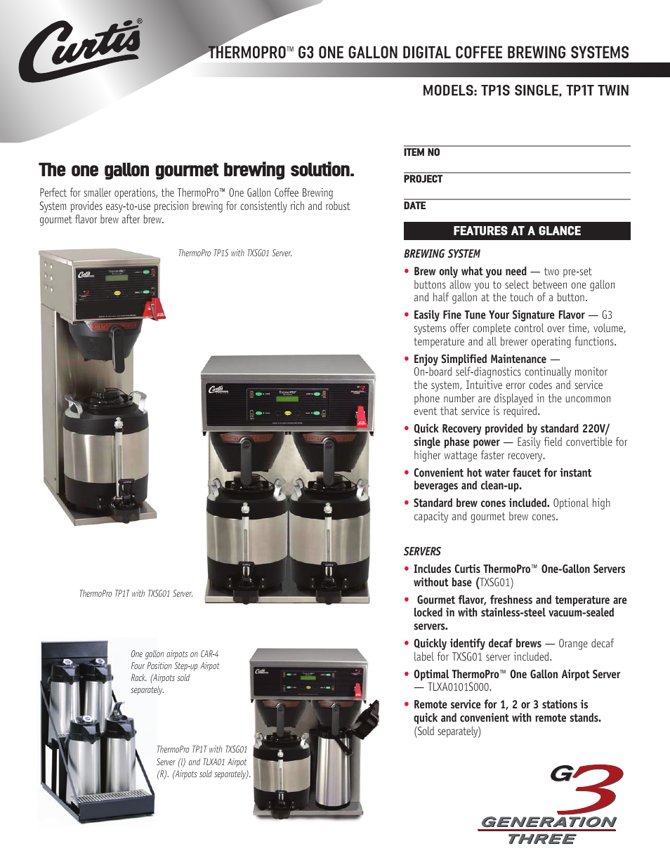 Curtis TP1S SINGLE User Manual | 2 pages