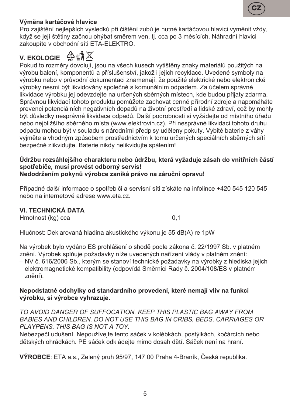 ETA Dětský zubní kartáček Zubnička User Manual | Page 5 / 24