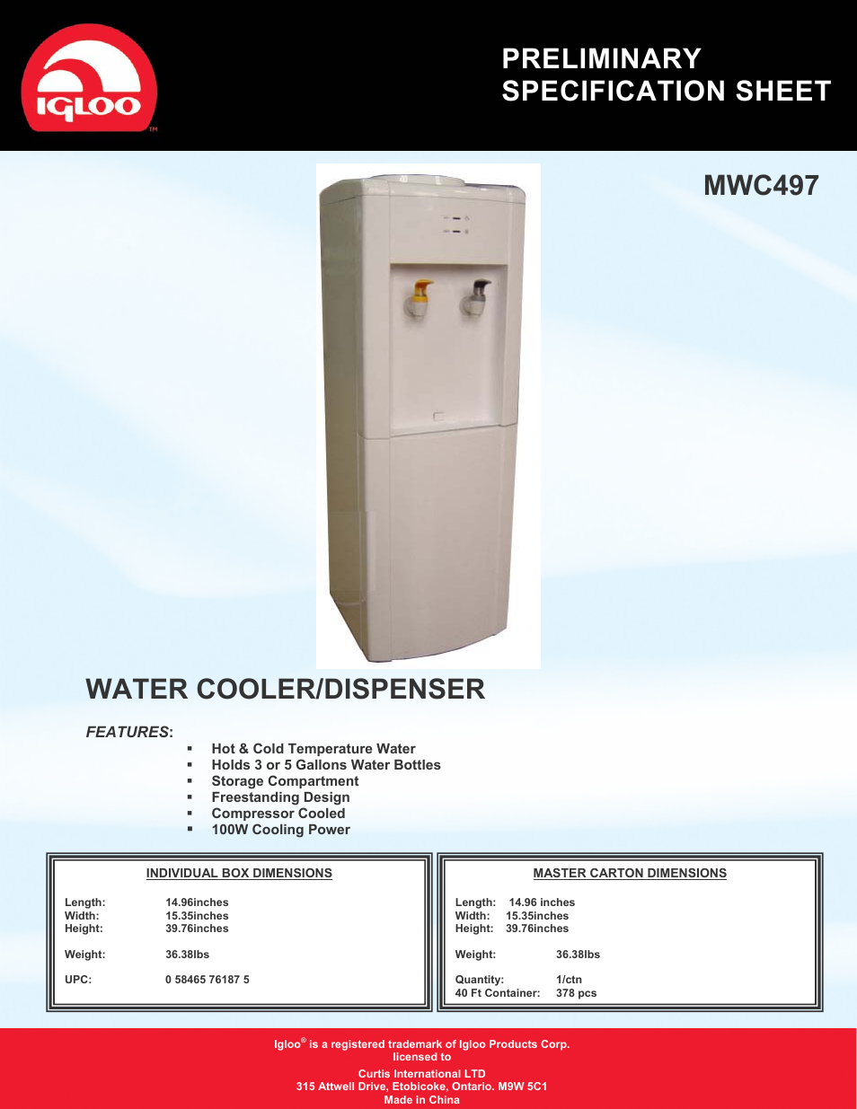 Curtis MWC497 User Manual | 1 page