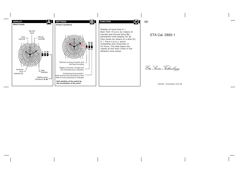 ETA 2893-1 User Manual | 1 page