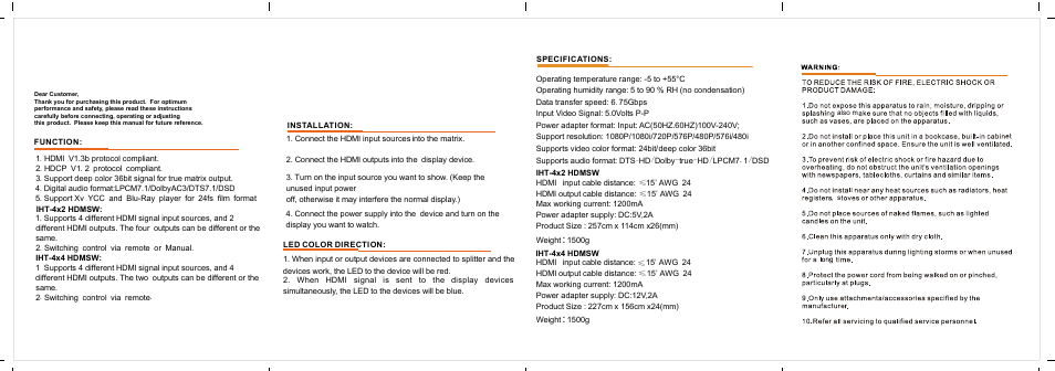 Ethereal IHT-4X4HDMSW User Manual | Page 2 / 2