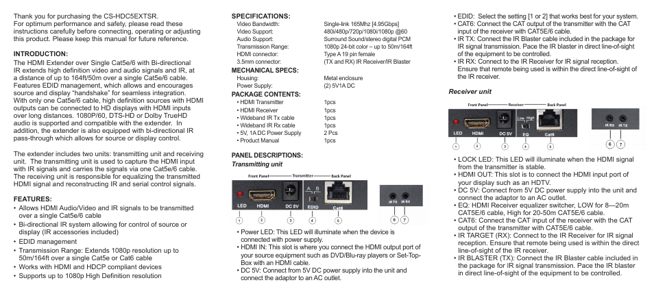 Ethereal CS-HDC5EXTSR User Manual | Page 2 / 2