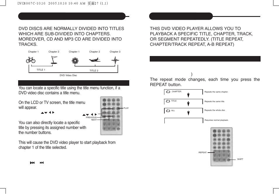 Playing repeatedly | Curtis DVD8007C User Manual | Page 15 / 28