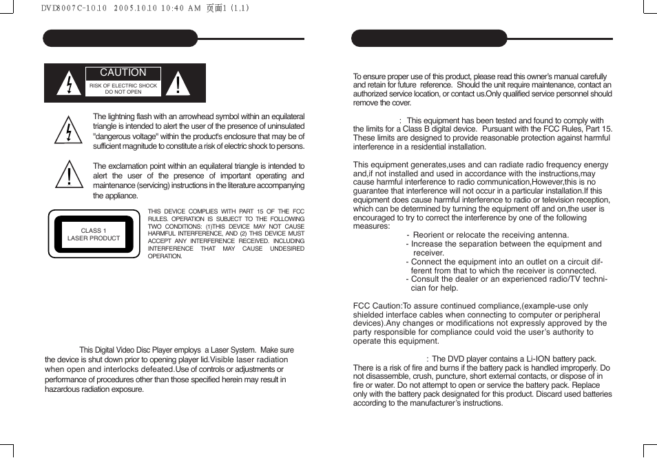 Safety precautions | Curtis DVD8007C User Manual | Page 2 / 28