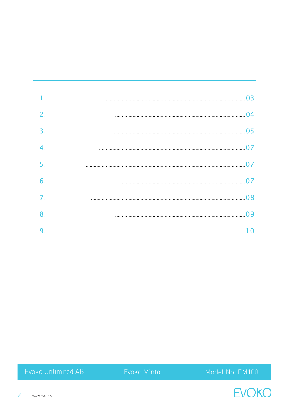 Evoko Minto User Manual | Page 2 / 11