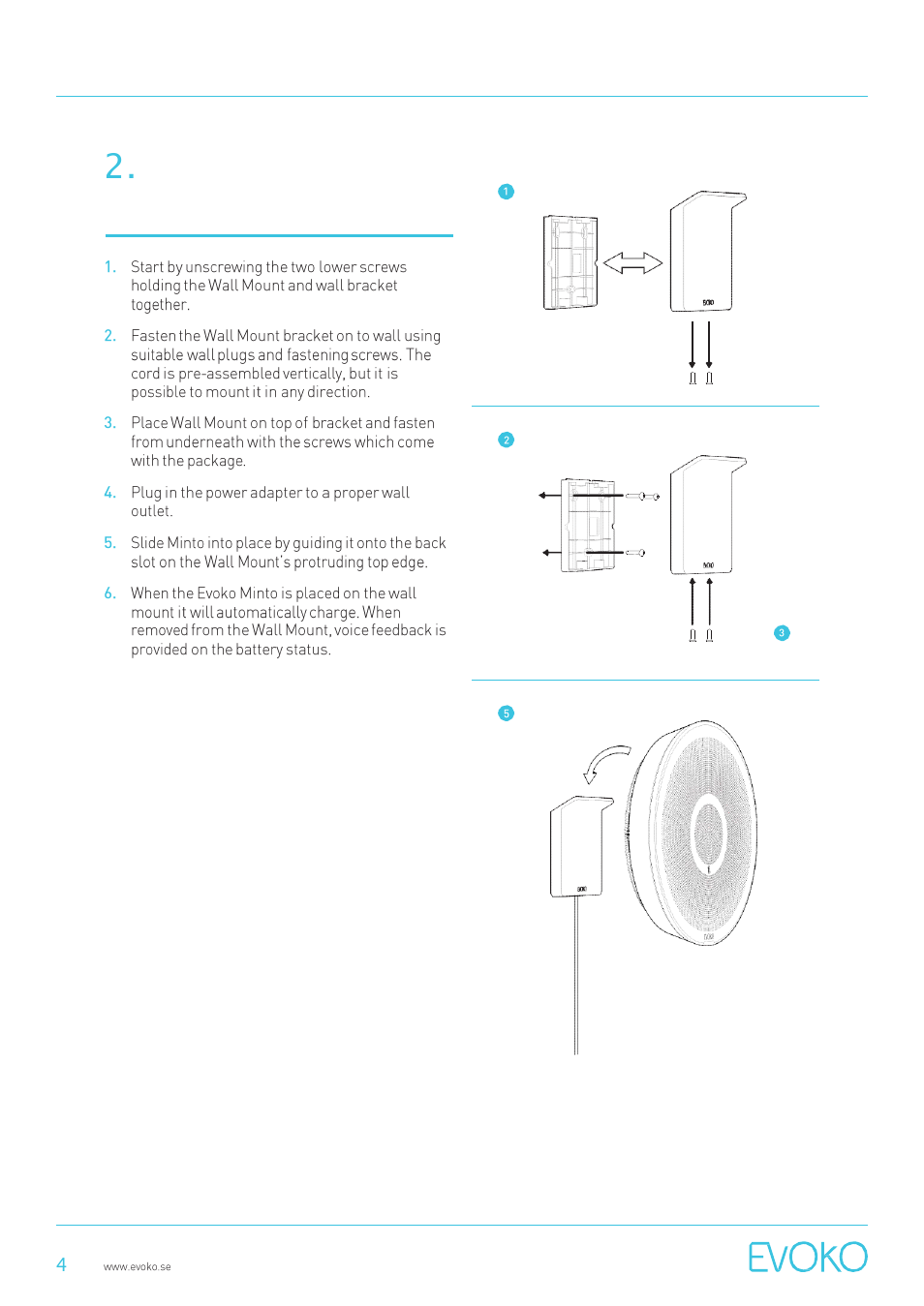 Wall mount instructions | Evoko Minto User Manual | Page 4 / 11