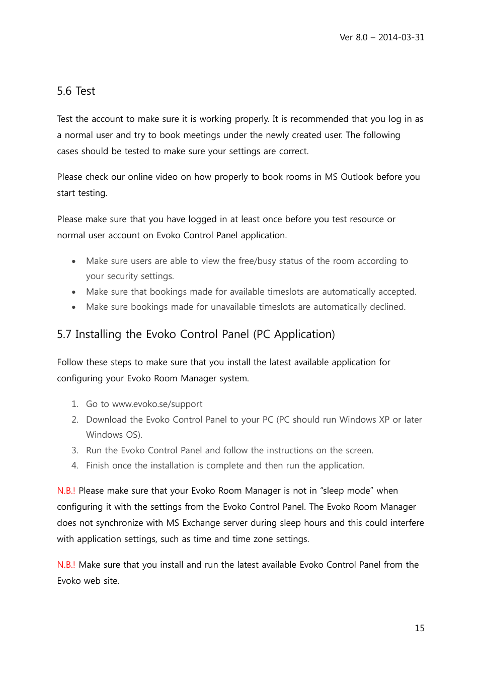 6 test | Evoko Room Manager System Administrators Guide User Manual | Page 15 / 75