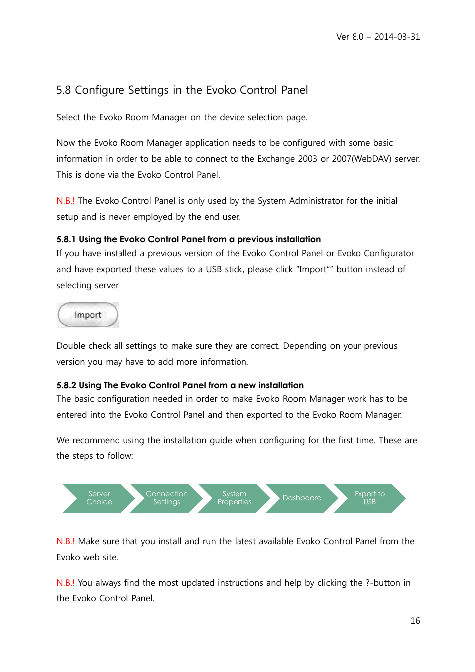 8 configure settings in the evoko control panel | Evoko Room Manager System Administrators Guide User Manual | Page 16 / 75