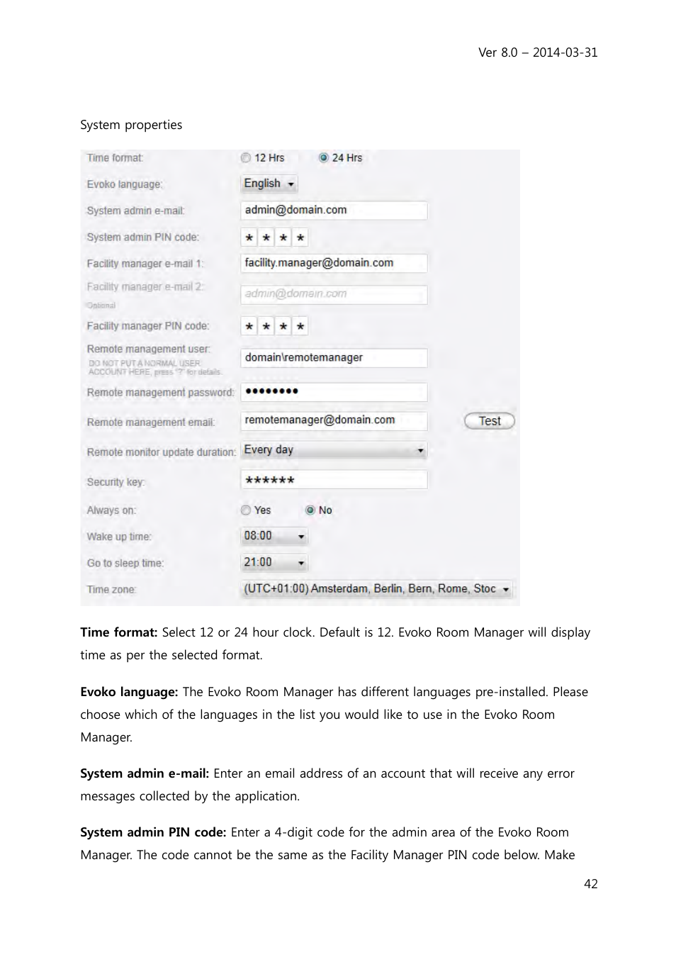Evoko Room Manager System Administrators Guide User Manual | Page 42 / 75