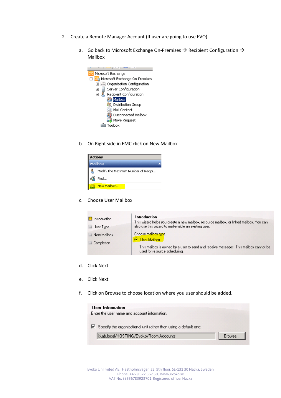 Evoko Room Manager Setup EVO with Exchange 2007-2010-2013 User Manual | Page 5 / 16