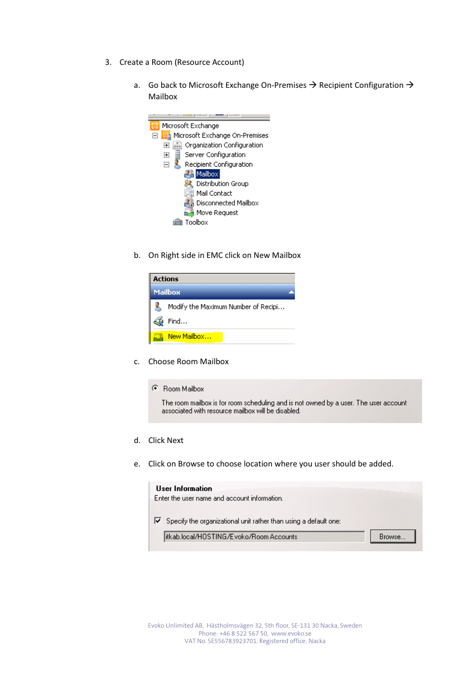 Evoko Room Manager Setup EVO with Exchange 2007-2010-2013 User Manual | Page 7 / 16