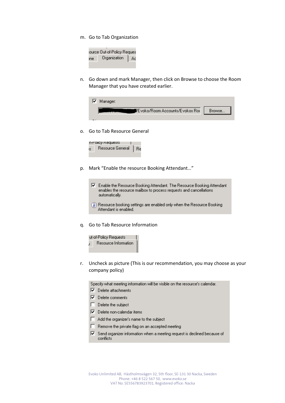 Evoko Room Manager Setup EVO with Exchange 2007-2010-2013 User Manual | Page 9 / 16