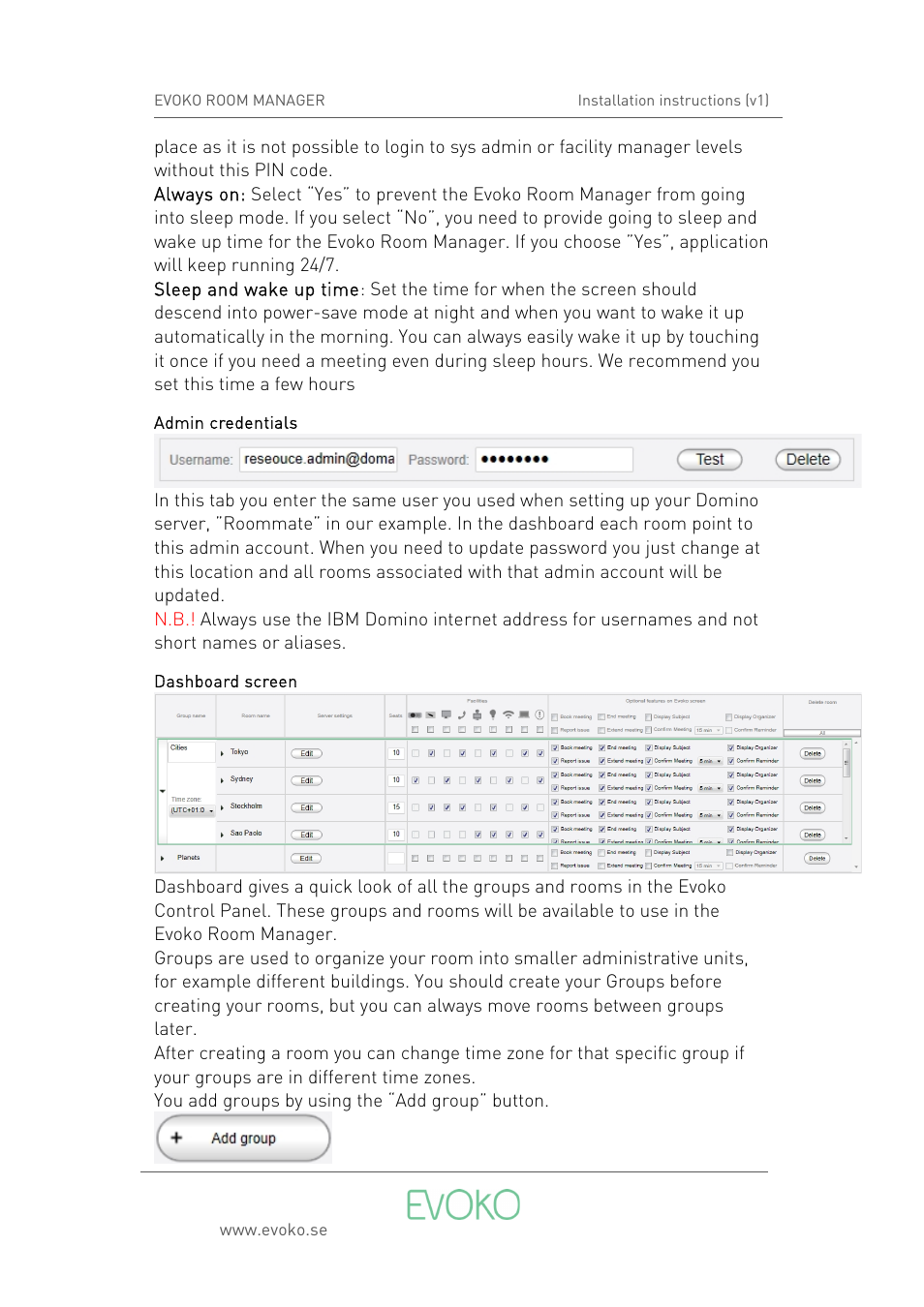 Evoko Room Manager Setup IBM Domino (v1) User Manual | Page 12 / 16