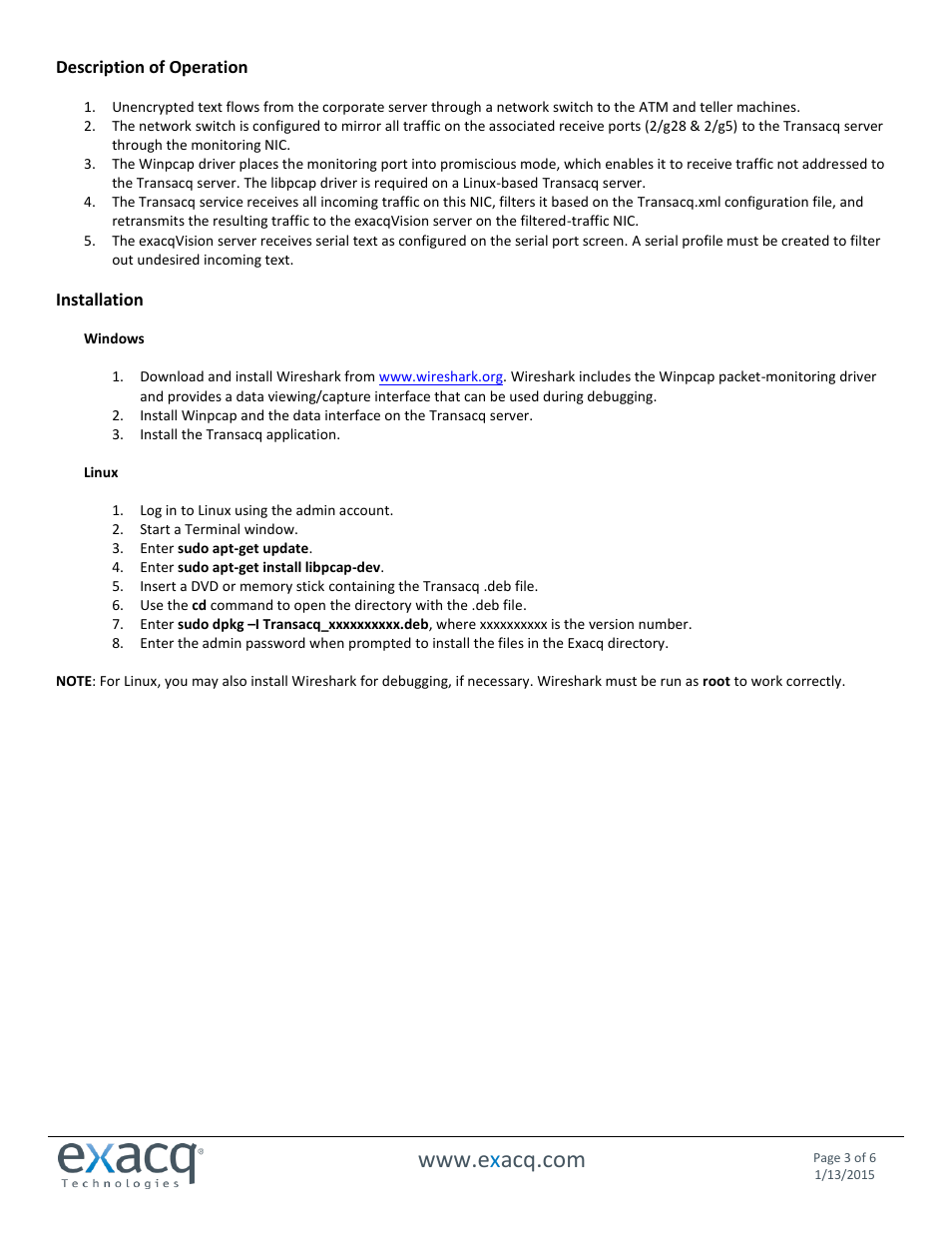 Exacq exacqVision Transacq User Manual | Page 3 / 6