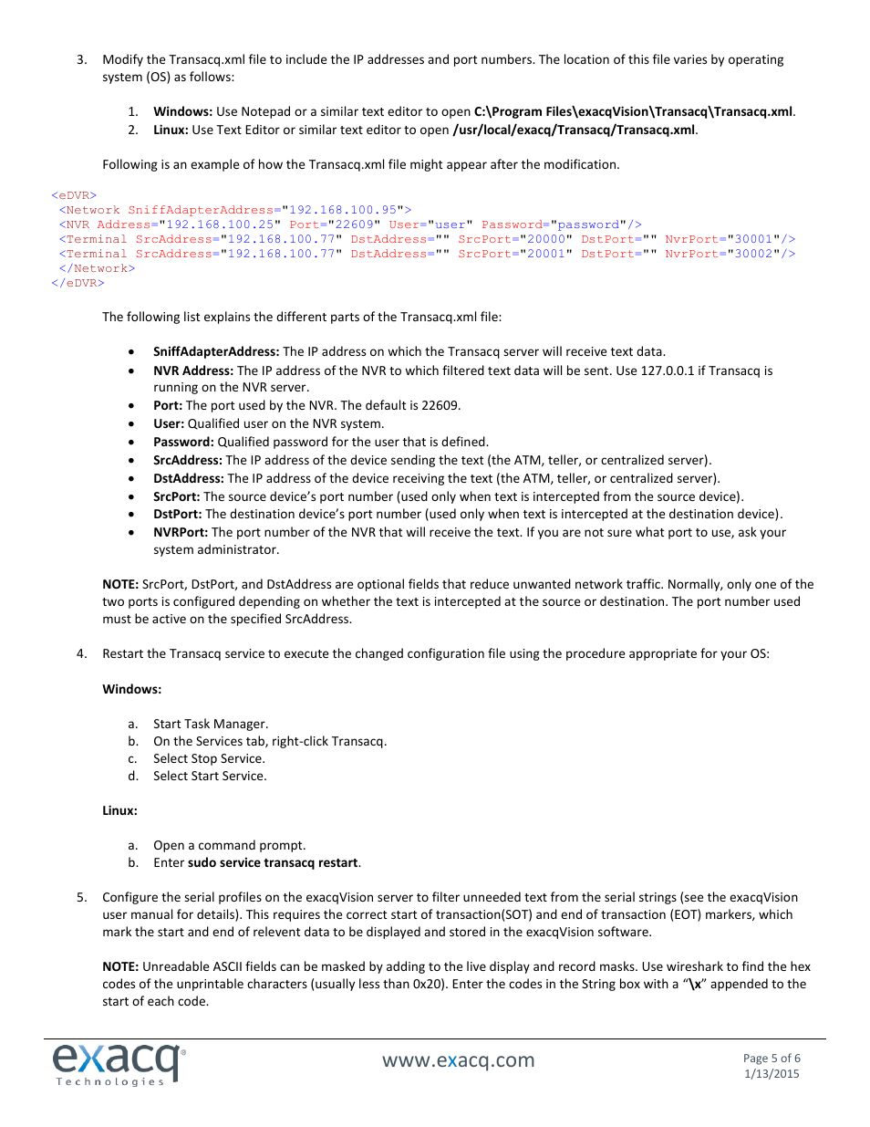 Exacq exacqVision Transacq User Manual | Page 5 / 6