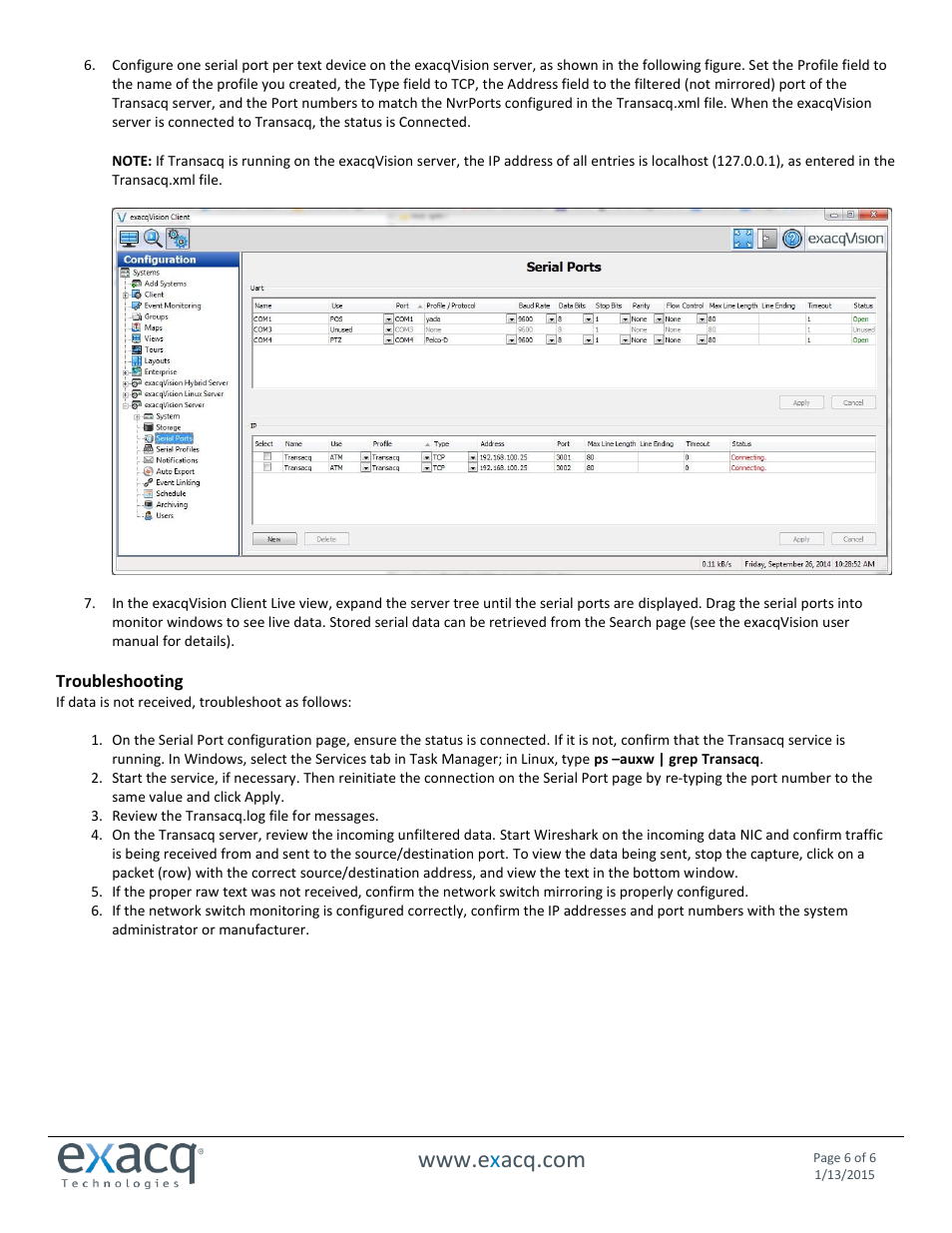 Exacq exacqVision Transacq User Manual | Page 6 / 6