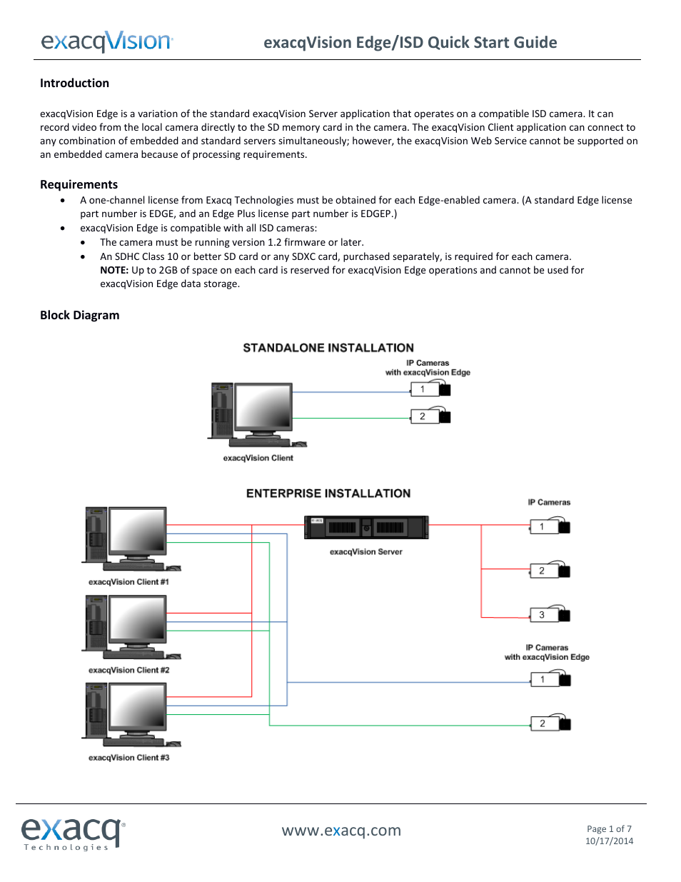 Exacq exacqVision Edge/ISD Quick Start Guide User Manual | 7 pages