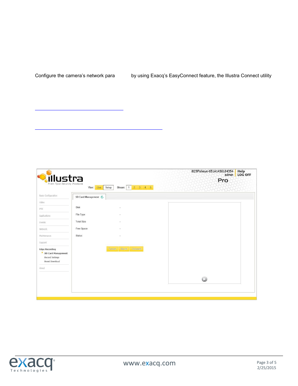 Exacq exacqVision Edge/Illustra Quick Start Guide User Manual | Page 3 / 5