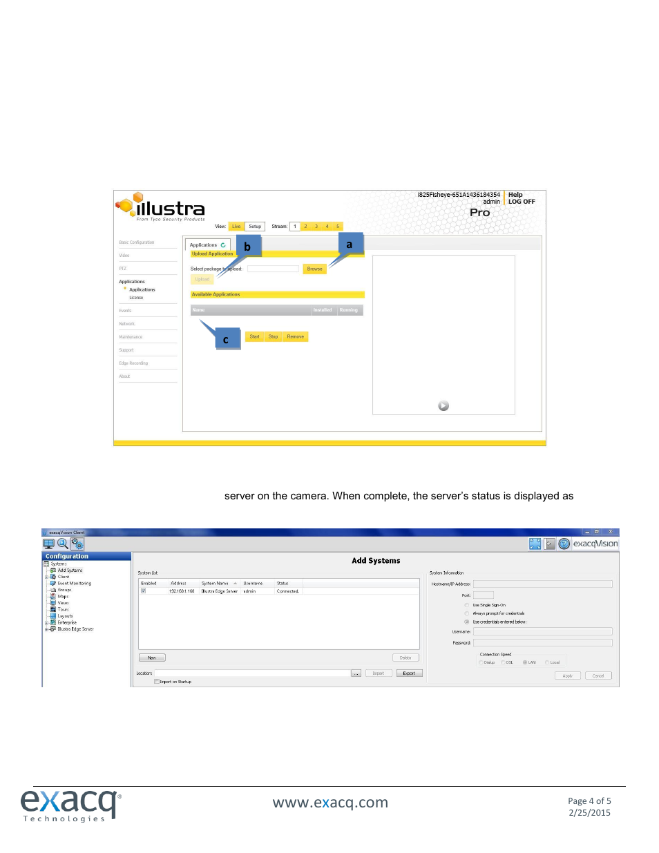 Exacq exacqVision Edge/Illustra Quick Start Guide User Manual | Page 4 / 5