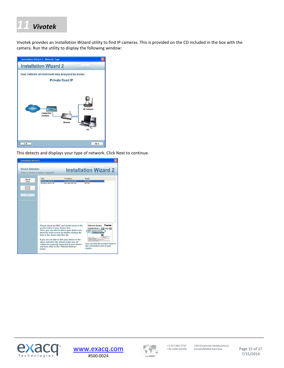 Vivotek | Exacq exacqVision IP Camera Quick Start Guide User Manual | Page 15 / 17