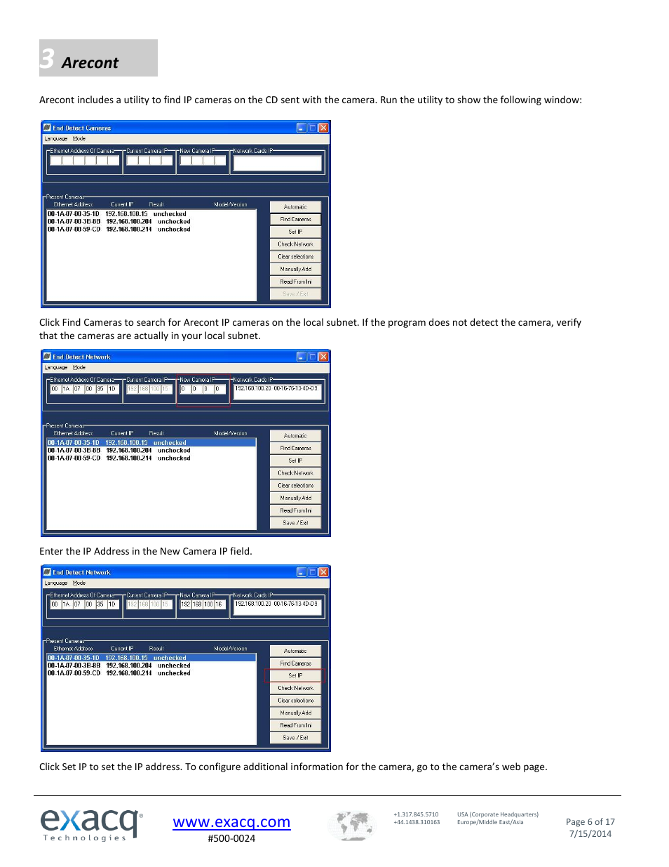 Arecont | Exacq exacqVision IP Camera Quick Start Guide User Manual | Page 6 / 17