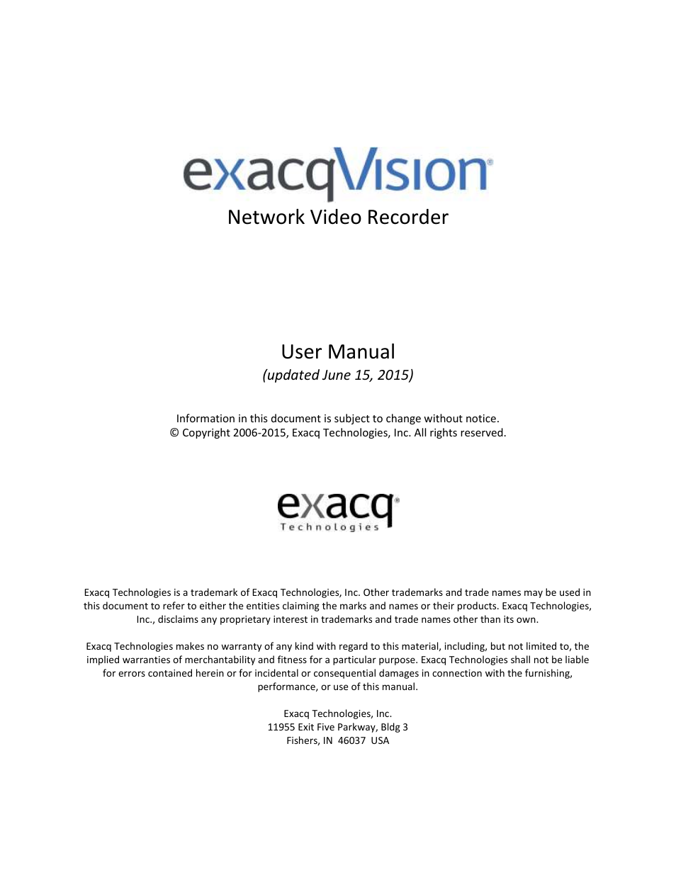 Exacq exacqVision Pro User Manual User Manual | 134 pages