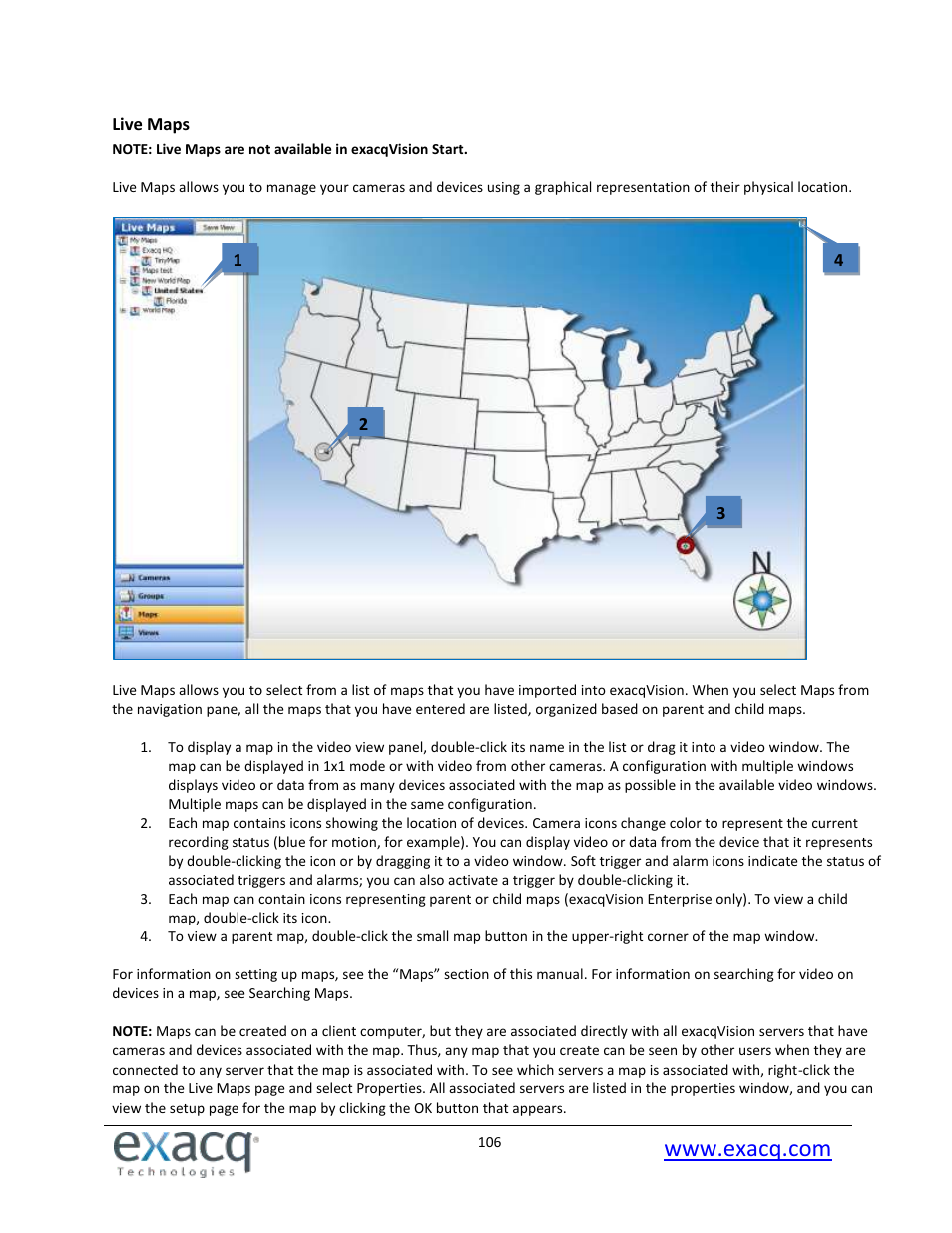 Live maps | Exacq exacqVision Pro User Manual User Manual | Page 106 / 134