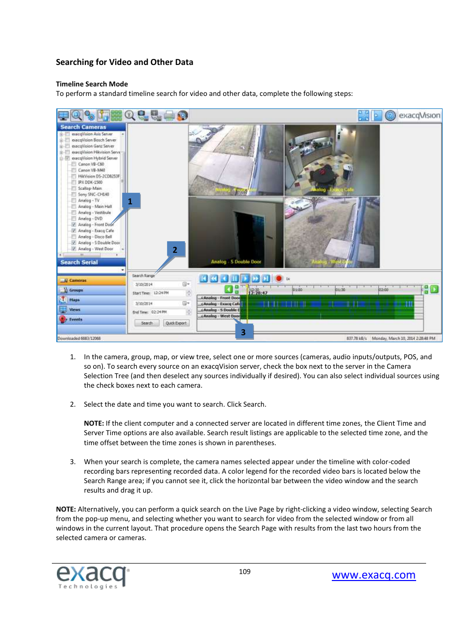Searching for video and other data | Exacq exacqVision Pro User Manual User Manual | Page 109 / 134
